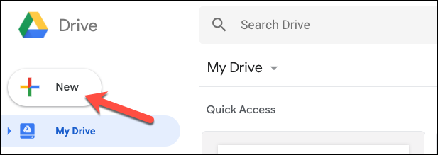 Nhấn vào nút New trong Google Drive