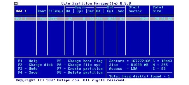 Phần mềm phân chia ổ cứng Cute Partition Manager
