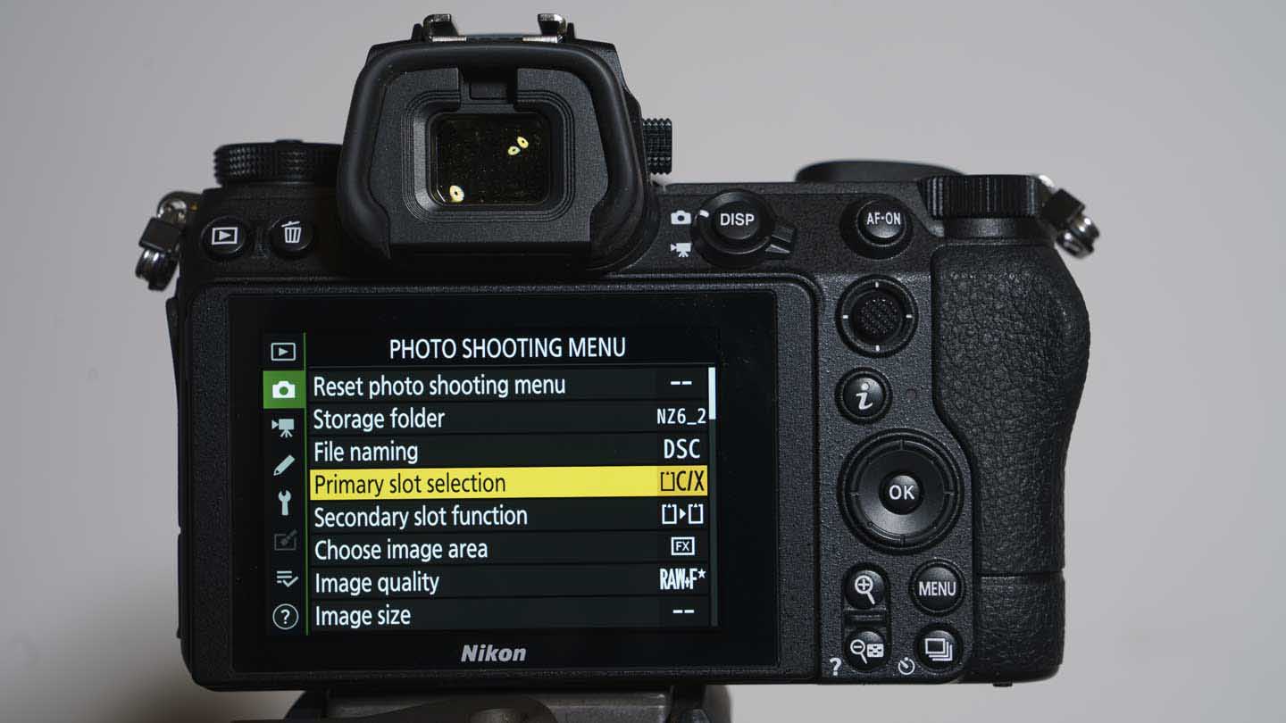 Giao diện menu máy ảnh Nikon Z6 II