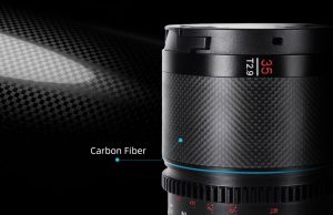 Lens Sirui Saturn 35mm được cấu tạo từ sợi carbon siêu nhẹ, bền