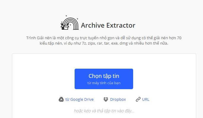 Truy cập vào trang web Archive Extractor