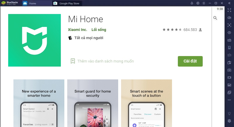 tìm kiếm ứng dụng Mi Home trong Google Play Store