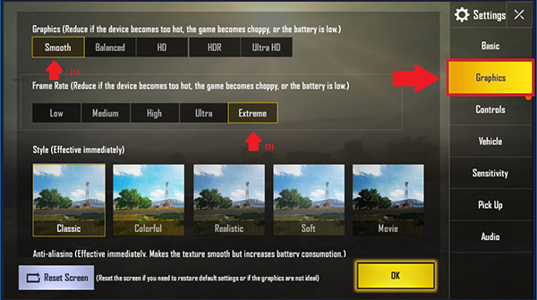 Setting PUBG mobile PC thẻ graphic trng game