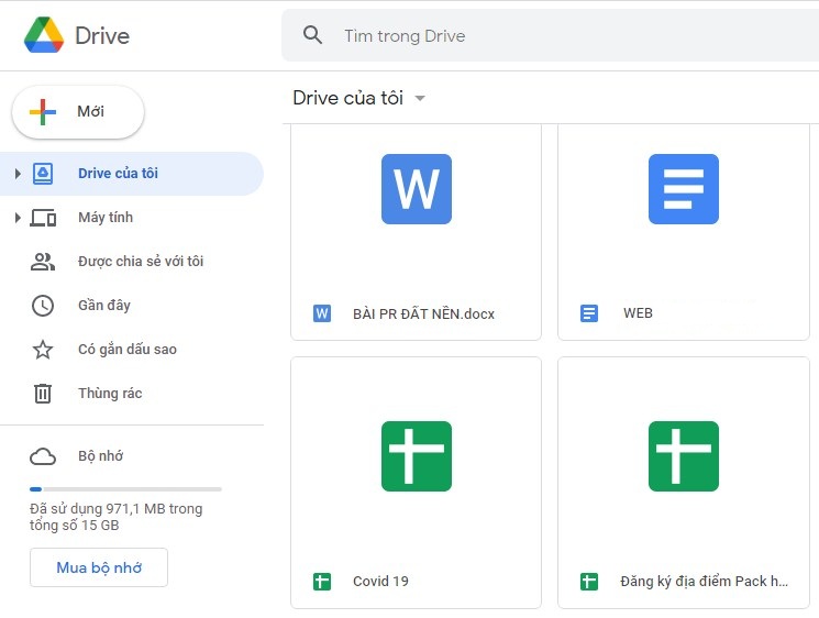 Vào ứng dụng Drive của Google
