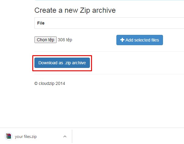 nhấn Download as .zip archive để tải tệp tin Zip