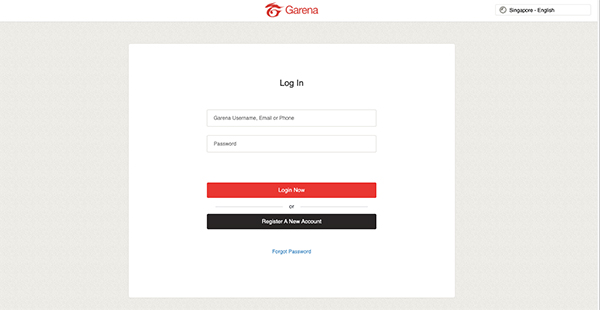 Đăng nhập tài khoản Garena muốn đổi mật khẩu