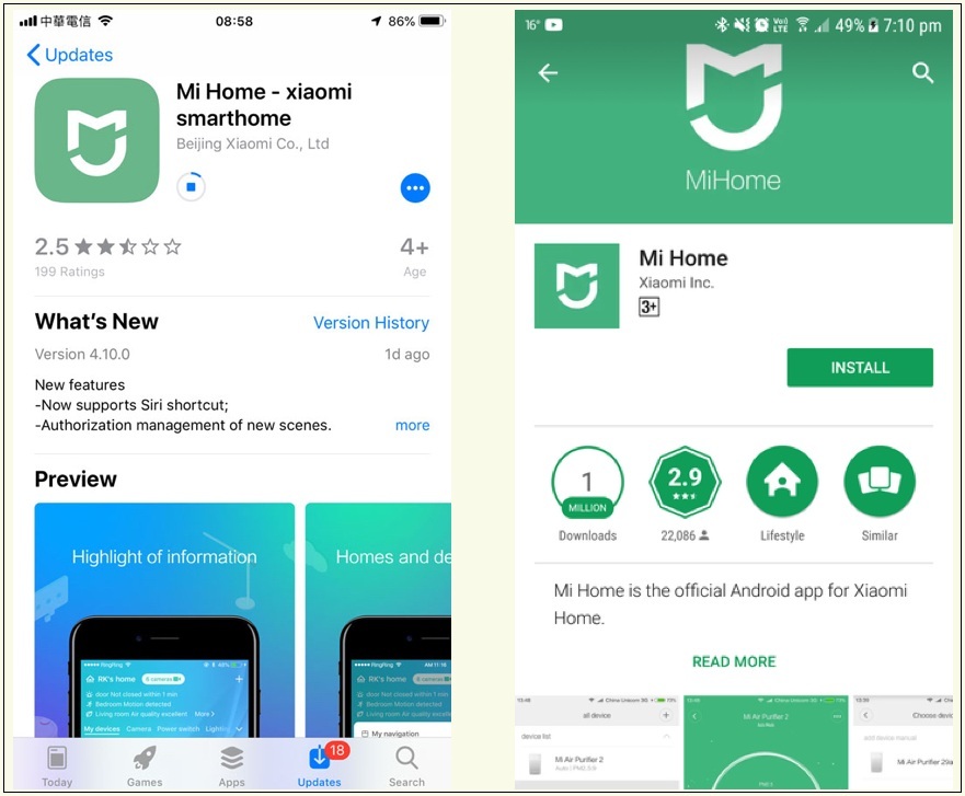 Ứng dụng Mi Home trên Android và iOS
