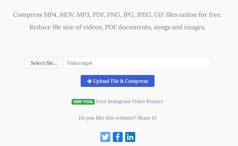 Chọn Upload File & Compress