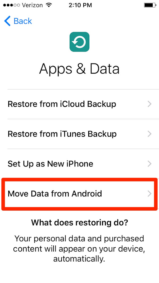 Chuyển dữ liệu điện thoại từ Android sang iPhone bằng ứng dụng Move to iOS