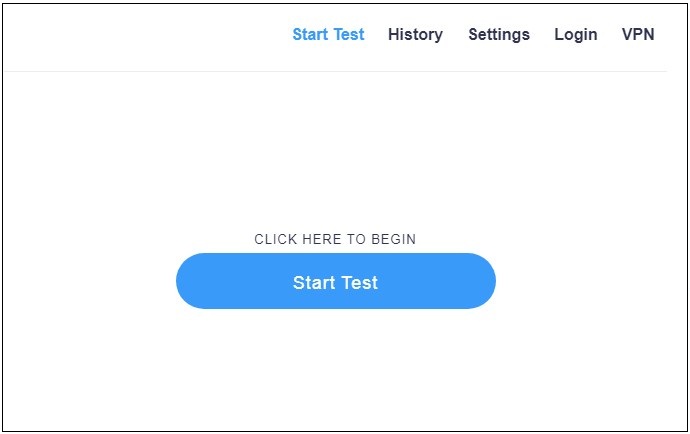 Nhấn chọn Start Test để kiểm tra tốc độ mạng trên Speedcheck