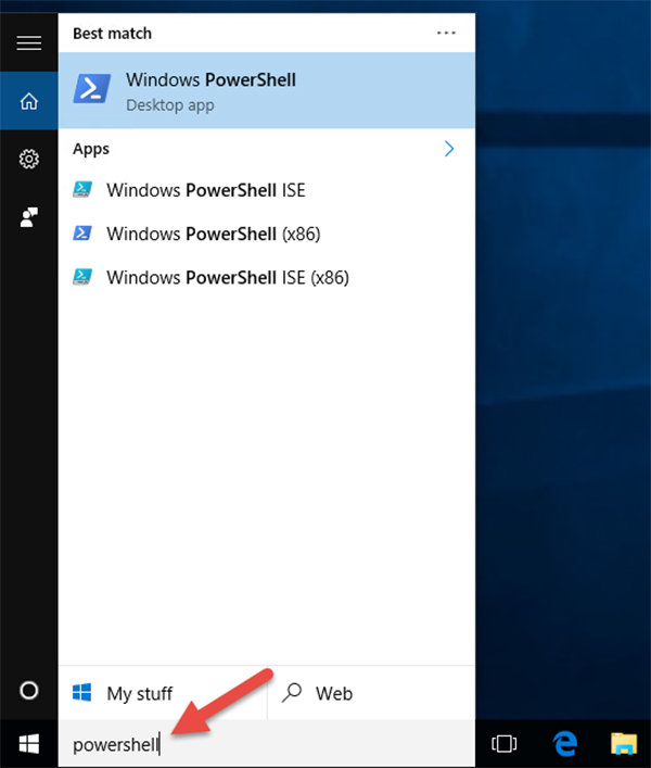 Mở ứng dụng Windows PowerShell hỗ trợ tắt máy tự động