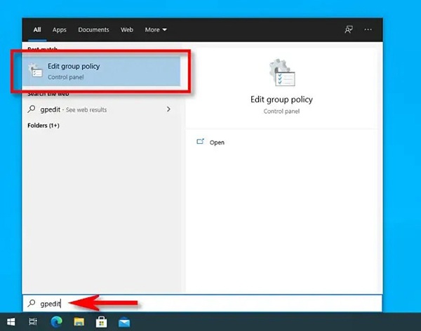 Tắt uac win 10 bằng Group Policy