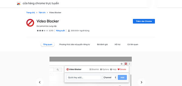 Tiện ích hỗ trợ block kênh Youtube Video Blocker