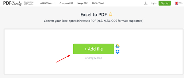 Xuất file Excel sang PDF bằng PDFCandy
