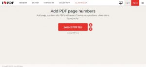 Website ilovepdf hỗ trợ đánh số thứ tự file pdf